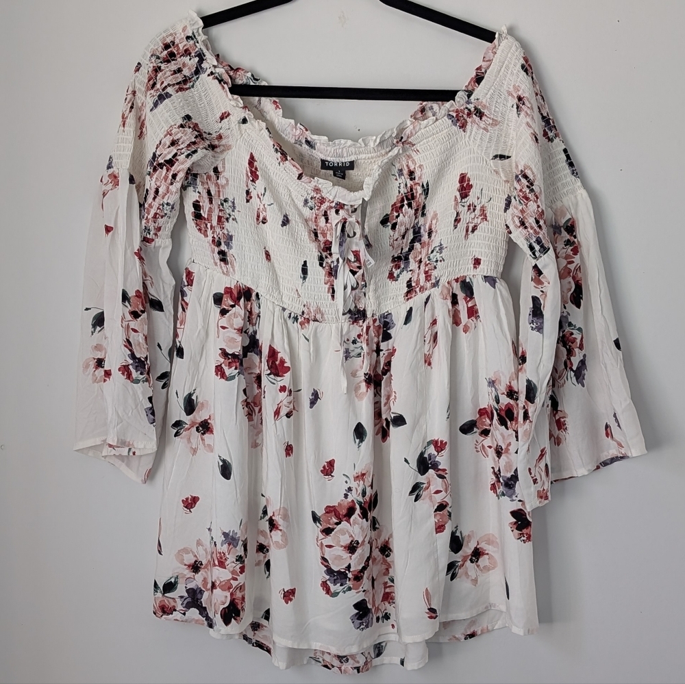 Torrid Floral Off-Shoulder Smocked Blouse